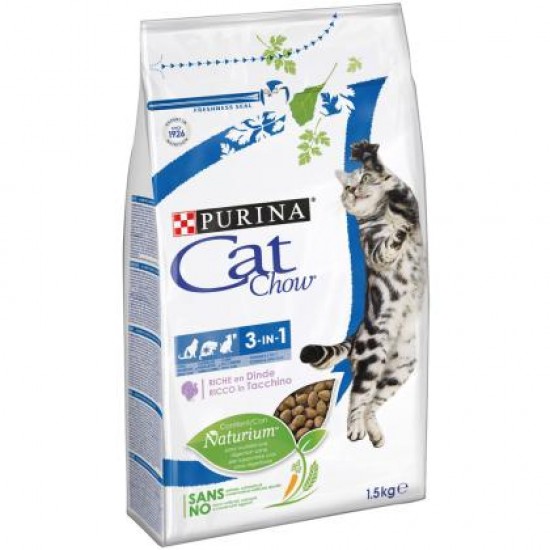 Tonus Cat Chow Feline 3 in 1 Γαλοπούλα 15kg